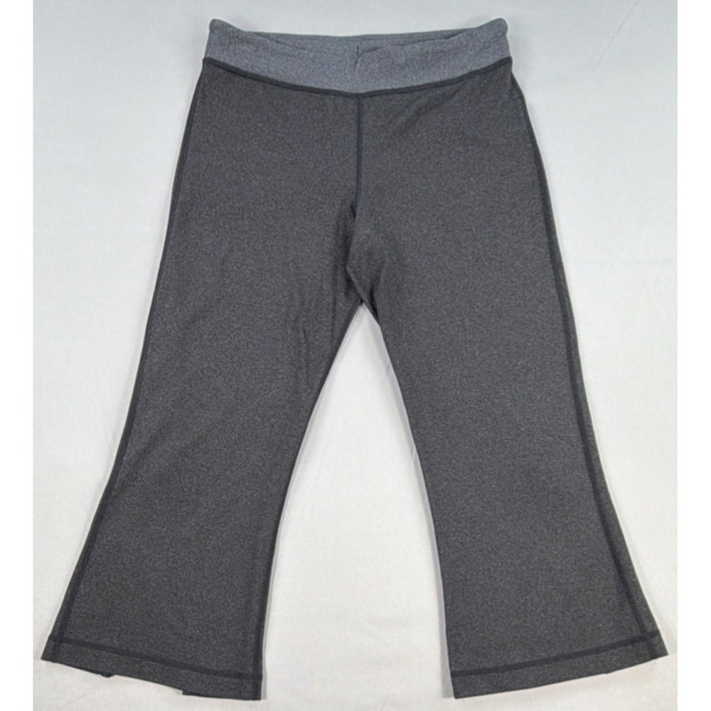 Lululemon Cropped Flared Pants Women's 6 Dark Gray Yoga Stretch Knit Pull On